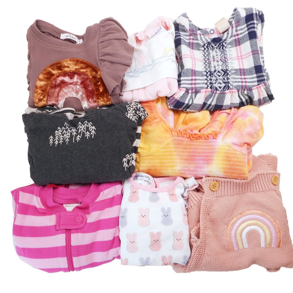 Lot of 8 Baby Girl Mixed Lot Clothing 0-6 Mo Burts Bees Tucker Hanna Andersson